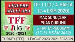 Lig 2020/2021 sezonu canlı skorları ve 1. Tff 1 Lig 4 Hafta Mac Sonuclari Puan Durumu 5 Hafta Mac Programi 20 21 Tff 1 League Week 4 Youtube