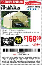 Coverpro 10 Ft X 17 Ft Portable Garage For 169 99 Portable Garage Harbor Freight Tools Blowout Sale