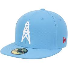 Men S New Era Light Blue Houston Oilers Team Basic Throwback 59fifty Fitted Hat