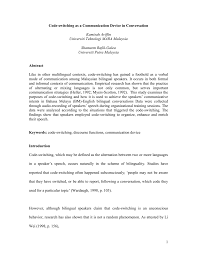 Linguistics · semiotics · speech. Code Switching As A Communication Device In Conversation