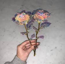 This little iridescent galaxy rose is shiny and glittery like it has been sprinkled with fairy dust and will glow and shine as brightly as its beholder ✨✨. Galaxy Rose Galaxy Rose Store