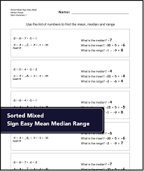 Printable Math Worksheets For Finding The Mean Median And Range For Mixed Sign Numbers Math Worksheets Math Facts Addition Printable Math Worksheets