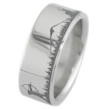 Men S Laser Carved Titanium Deer Hunter Archery Wedding Band Hunting Wedding Rings Hunter Wedding Band Hunting Ring