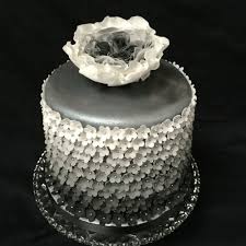 Black And White Ombre Cake Black And White Ombre Cake With Handmade Sugar Flowers And David Austin Style Rose On Silver Fo Salted Caramel Cake Caramel Cake Cake Decorating With Fondant
