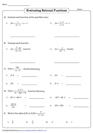 Students can go check answers themselves. Evaluating Rational Functions Worksheets