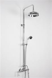 Edwardian Exposed Wall Shower With Diverter And Handheld In Chrome Shower Heads Outdoor Shower Fixtures Chrome Shower Fixtures