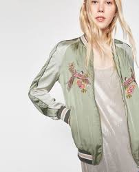 Zara Woman Bird Embroidered Bomber Jacket Bomberjacke Damen Bomberjacke Modestil