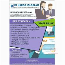 Loker first media 18 october 2020. Lowongan Kerja Staff Pajak Pt Hardo Soloplast Info Loker Solo