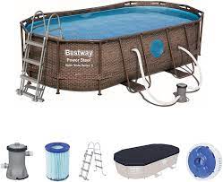 Watkins caldera spa vacanza series. Bestway Power Steel Swim Vista 424x250x100 Cm Frame Pool Oval Komplett Set Mit Stabilem Stahlrahmen Rattan Amazon De Garten