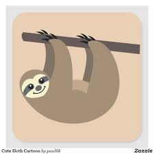 Cute Sloth Cartoon Square Sticker Zazzle Com Sloth Cartoon Cute Sloth Sloth Tattoo