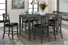 Styling details include mixed media counter set with shaped wooden seat for style and comfort, sled base chairs with canted legs, weighty table top design. Alexa Gray 7 Piece Counter Height Dining Set From Elements Furniture Coleman Furniture