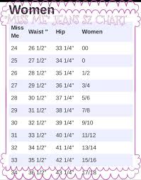 sizing chart for miss me jeans some of my favorite