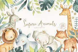 Watercolor Clipart Elephant Jungle Safari Baby Shower Nursery Art Nursery Decor Printable Art Wall Decor Jungle Safari Baby Shower Safari Animals Jungle Safari Baby