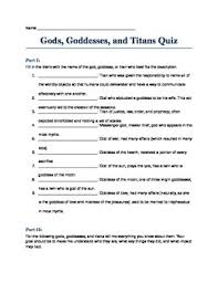Greek Gods Goddesses And Titans Quiz By Ms Stouffers Store Tpt