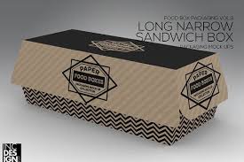 Hinged Long Sandwich Box Mockup Sandwich Box Free Packaging Mockup Food Box Packaging