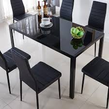 Lumisource clara dining table, black metal and clear glass by lumisource. Black Glass Dining Table W 120cm Living And Home