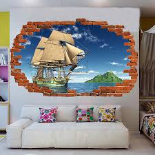 Nautical decorating ideas for kids rooms from pottery barn kids. Island Sail Pirate Ship Wall Stickers 3d Art Decal Murals Poster Room Decor Vv4 Ebay
