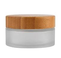 100g 100ml Frosted Glass Cream Jar Cosmetic Container with Inner Liners and  Natural Bamboo lids Refillable Straight Sided Glass Cosmetic Jars Travel ...