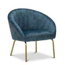 Lsspaid velvet accent chairs, fabric upholstered chairs, curved tufted chairs, modern armchairs with golden finished metal legs for living room bedroom home office, navy blue, set of 1. Petrol Blue Velvet Round Armchair Occasional Lounge Accent Tub Chair Gold Legs Ebay