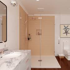 Explore sterling plumbing's showers, shower doors,bathtubs,sinks, toilets, faucets, and other kitchen and bathroom products. Bella Core Grey 2 Wall Poly Shiplap Shower And Tub Surround Kit Up To 72d 72w Wayfair Ca