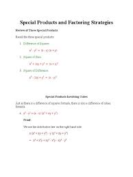 Special Products And Factoring Strategies Like Terms Combining Like Terms Word Doc