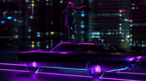 A collection of the top 50 4k car wallpapers and backgrounds available for download for free. Desktop Wallpaper Girl Standing On Car Light Trails Neon City Hd Image Picture Background 0c30a6