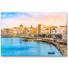 The elongated scythe like form of trapani, as it curves elegantly into the sea, inspired early settlers: East Urban Home Port Of Trapani Sicily Photographic Print On Canvas Trapani Sicily Kids Art Wall Frames