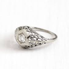 Sale Antique 18k White Gold Art Deco Solitaire 1 3 Carat Diamond Ring 1920s Size 6 3 4 Vintage Antique Rings Vintage Vintage Engagement Rings Antique Rings