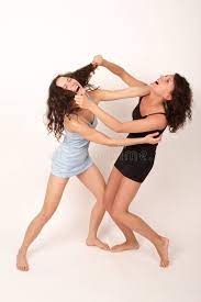 Two Young Fighting Women 1 Two Young Fighting Women In Short Dress Aff Women Fighting Young Dress Short Ad Stock Photos Girls Image Women