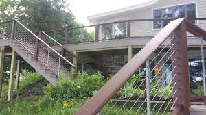Our websiteit is not atintended www.azek.com. Azek Building Products Decking In Brownstone With Timbertech Contemporary Evolutions Railing In Brick With Cable Rail Infill In Deck Railings Patio Deck Patios