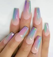 Unique gender reveal ideas using confetti. 40 Holographic Unicorn Nails To Add Magic To Your Day