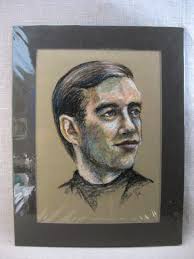 Mid-Century Male Portrait Drawing, Original Wall Art, Vintage Masculine  Home Décor