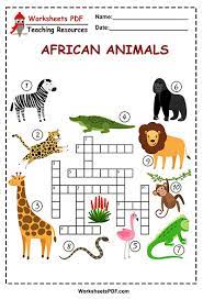 Check spelling or type a new query. African Animals Crossword Worksheets Pdf