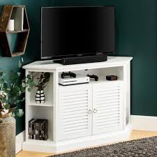 Our selection of television stands includes traditional stands, corner stands, and entertainment consoles in a variety of sizes and styles. Walker Edison Furniture Company Classic 52 In White Wood Corner Tv Stand 55 In With Glass Doors Hd52ccrwh The Home Depot