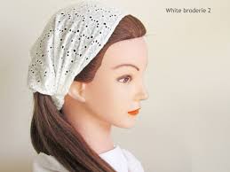 Cotton Hairscarf /summer Beach Hairbands/white Black Lace Hairkerchief  Bandana Headband/ Headscarf With Elastic/cotton Headwear UK