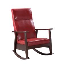 We select the crest rails so that the growth rings are parallel to a horizontal centerline. Acme Furniture Raina Rocking Chair In Red Pu Espresso Finish Walmart Com Walmart Com