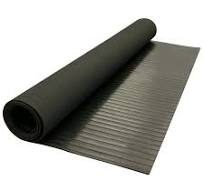 Rubber-Cal "Wide-Rib" Corrugated Rubber Floor Mat - 1/8 in x 3 ft x 4 ft - Black Rubber Roll