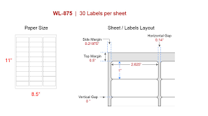 Labels per page 30 label font size 9 pt label dim. Address Labels Our Wl 875 Sized 5160 Labels