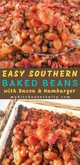 Easy Baked Beans With Ground Beef Bacon And Brown Sugar Easy Baked Beans Baked Beans Best Baked Beans