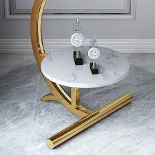 Maybe you would like to learn more about one of these? Buy Qljjsd Luxury Marble Sofa Side Table Corner Table Living Room Sofa End Bedside Table Small Round Coffee Table Color Gold White Size Double Layer Online In Thailand B08nyplf1d