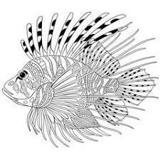Zentangle Stylized Cartoon Zebrafish Lionfish Pterois Volitans Isolated On White Background Sketch For Lion Fish Lion Coloring Pages Animal Coloring Pages