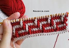 Komsu Yapti Orgu Modelleri 2 Renkli Tunus Ornegi Nazarca Com 2020 Baby Knitting Patterns Tig Isi Sablonu Orgu