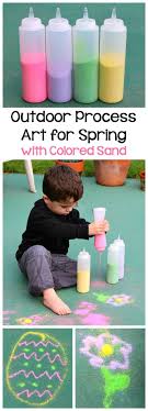Spring Activities For Kids Drawing Outside With Spring Colored Sand Spring Activities Sensory Activities Toddlers Activities For Kids