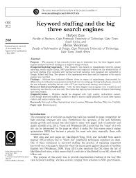 Learn online marketing definitions and terminology in plain english. Pdf Keyword Stuffing And The Big Three Search Engines