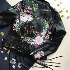 Hand Painted Wedding Jacket Customisation Service Deposit Painted Leather Jacket Painting Leather Hand Painted Leather Jacket