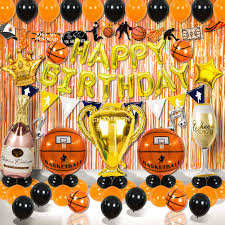 This is the perfect theme for the sports lover in your household, and we are sharing our tips and ideas for how to pull the entire look together, including snack ideas, activities and favor suggestions. Buy Basketball Theme Birthday Decorations For Kids American Basketball League Party Game Celebration Supplies Contain Happy Birthday Banner Basketball Balloon Champion Balloon Basketball Flag Fringe Curtains Total 71pcs Online In Indonesia B08pctmjv4