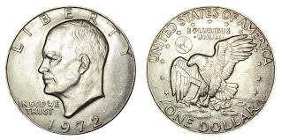 1972 Eisenhower Dollar Type 1 Low Relief Reverse Coin