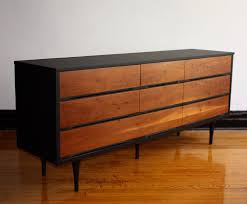 Black And Wood Mid Century Modern Dresser Mcm Media Mid Century Modern Dresser Modern Dresser Refinished Vintage Furniture
