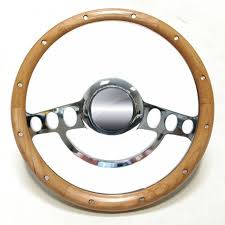 14 Quot Chrome Hot Rod Steering Wheel W X2f Alderwood Half Wrap Steering Wheel Hot Rods Wheel