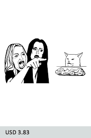 Woman Yelling At Cat Cat Svg Salad Cat Cat Meme Svg Funny Etsy Outline Art Embroidered Art Cat Illustration